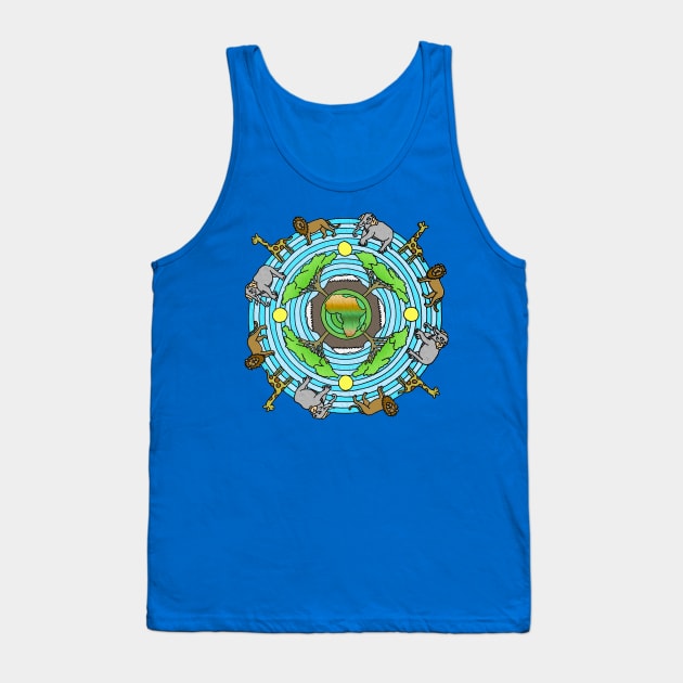 African Serengeti Themed Mandala Style Drawing Tank Top by gorff